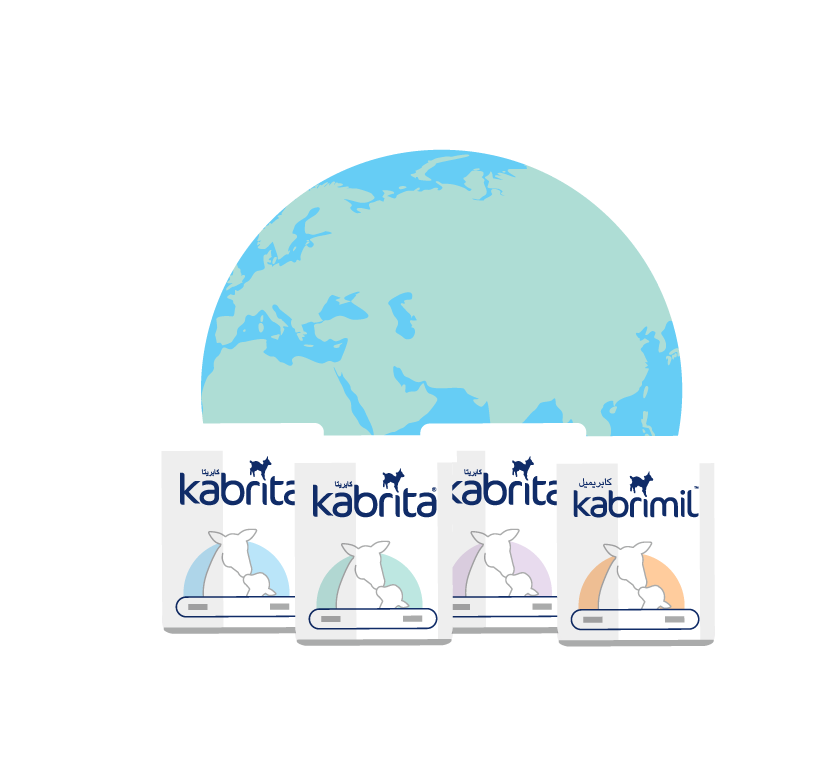 kabrita tins with earth shape in the background
